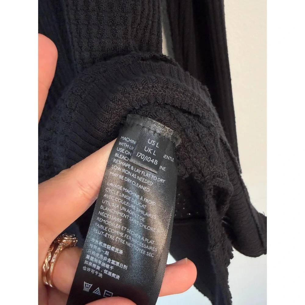Free People We The Free North Shore Thermal Knit Tunic Top Black Womens Large